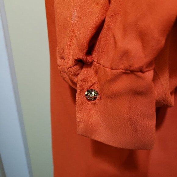 Vintage Orange Blouse / Remixed / New Updated Buttons / Large - Picture 6 of 10